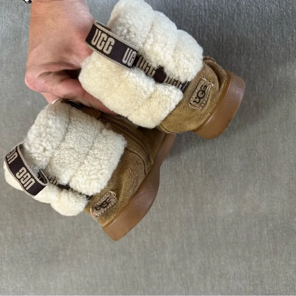 Ugg Mini Quilted‎ Fluff Chestnut Boots Kids size 12